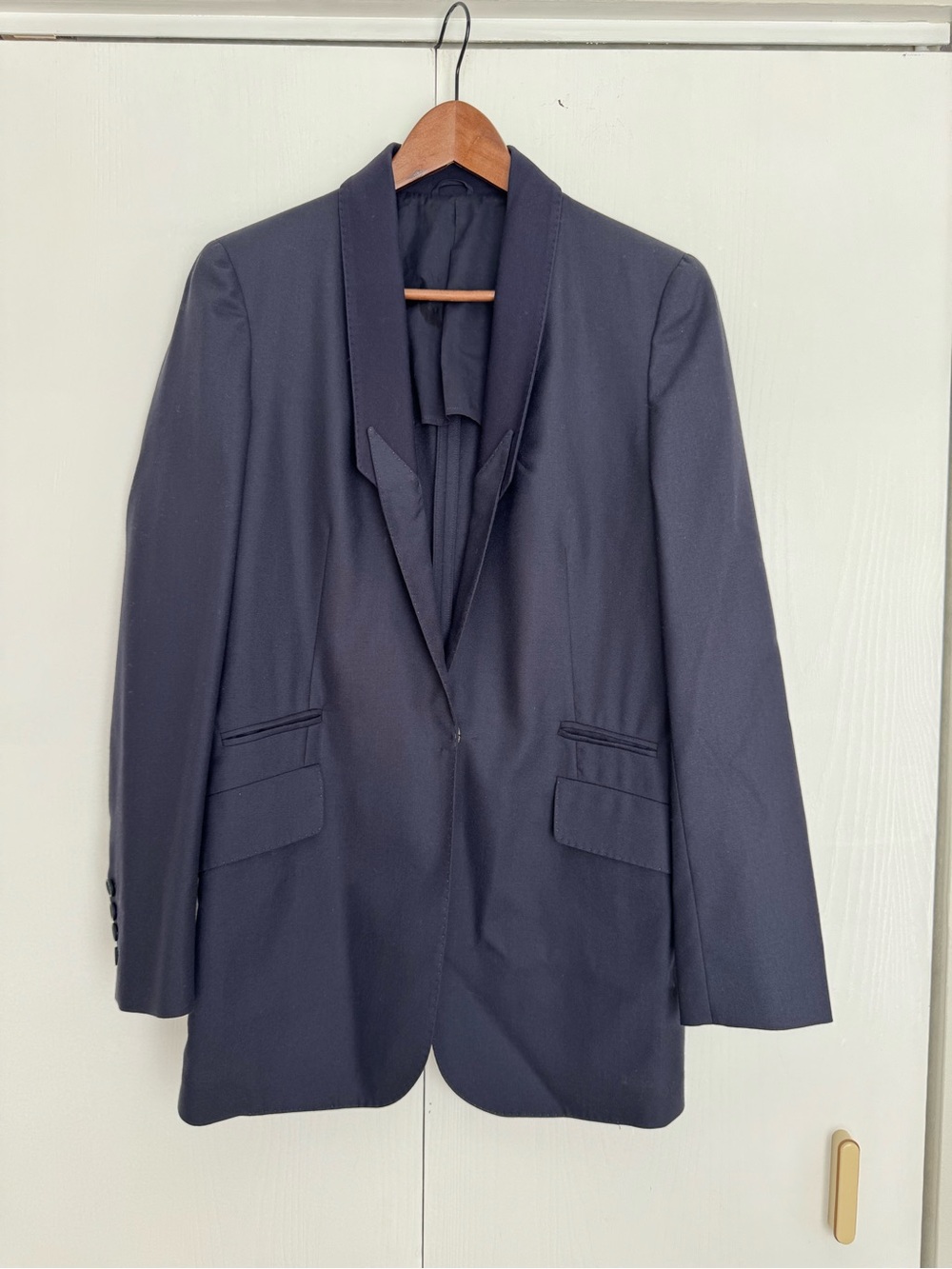 Brunello Cucinelli Navy Shawl Lapel Tuxedo  Style Casual Jacket.